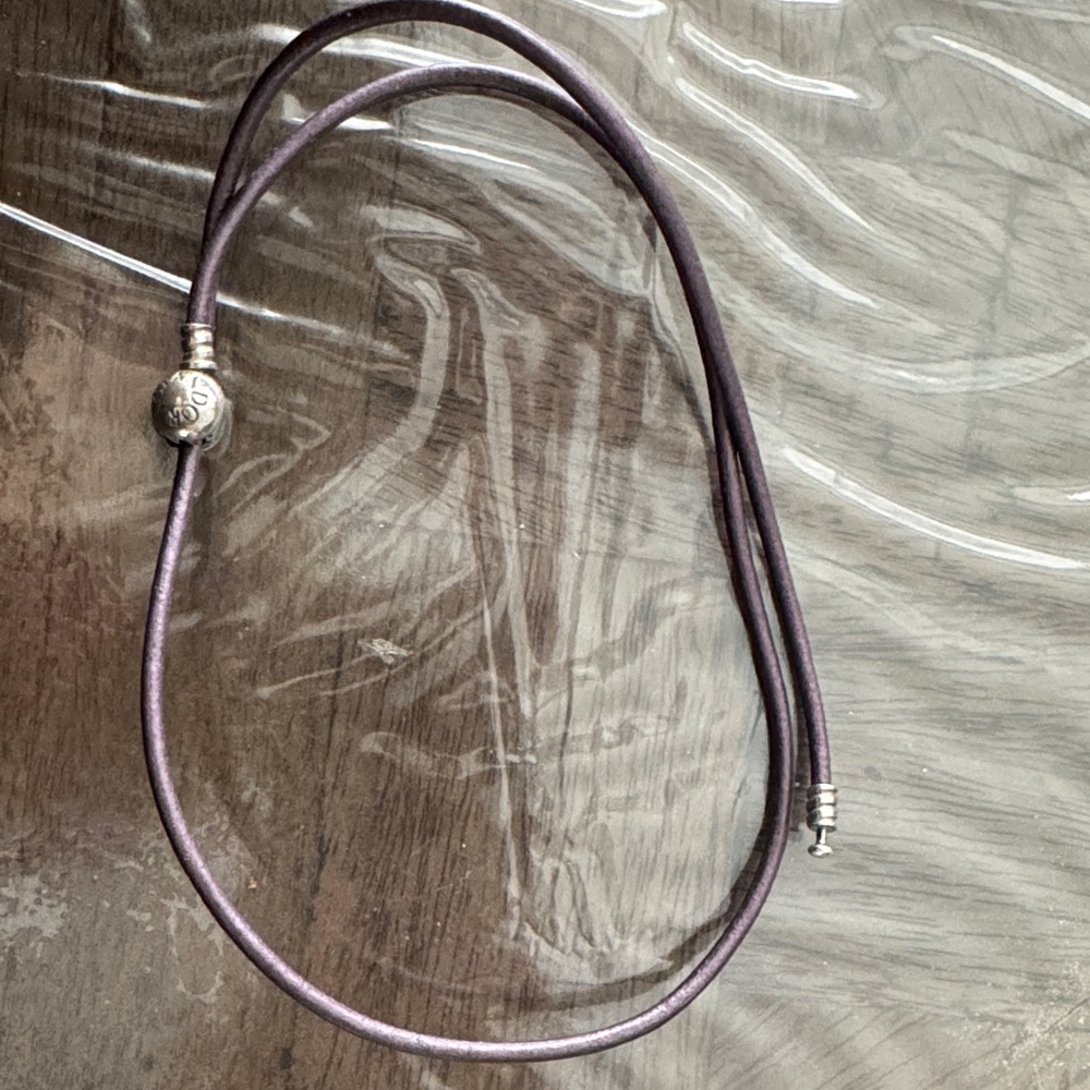 Pandora 925 Sterling Silver Metallic Purple Leather